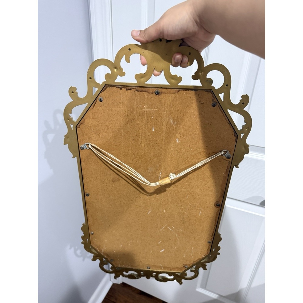 VTG MCM Gold Syroco Ornate Scroll Wall Mirror Hollywood Regency 28x16" - Picture 4 of 5